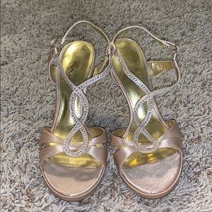 The Touch of Nina Nude Heels with Silver Gems